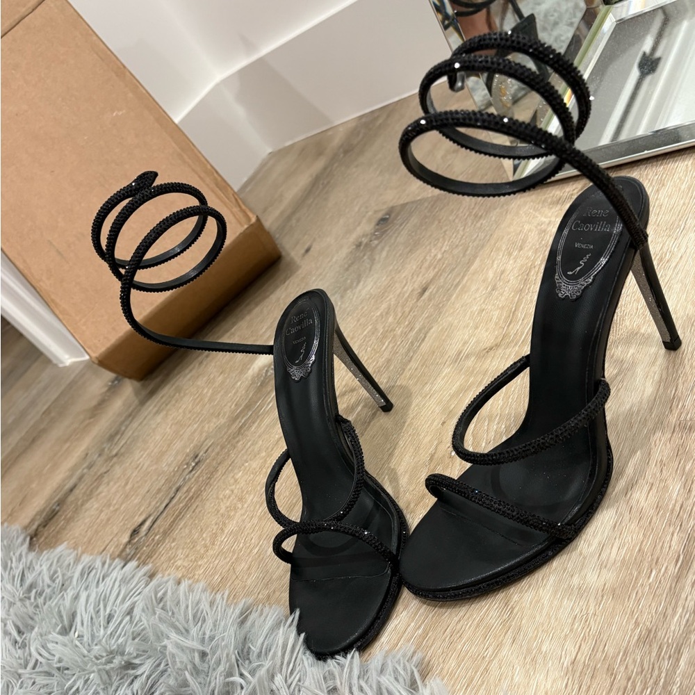 Rene caovilla black wrap up sparkly shoes - Picture 2 of 3